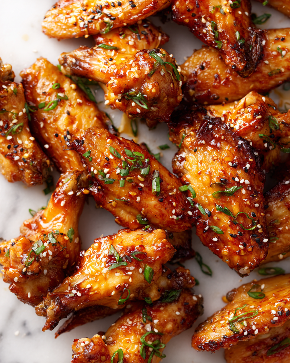 Alitas de pollo al horno glaseadas con miel y ajo, ideales para reuniones familiares.