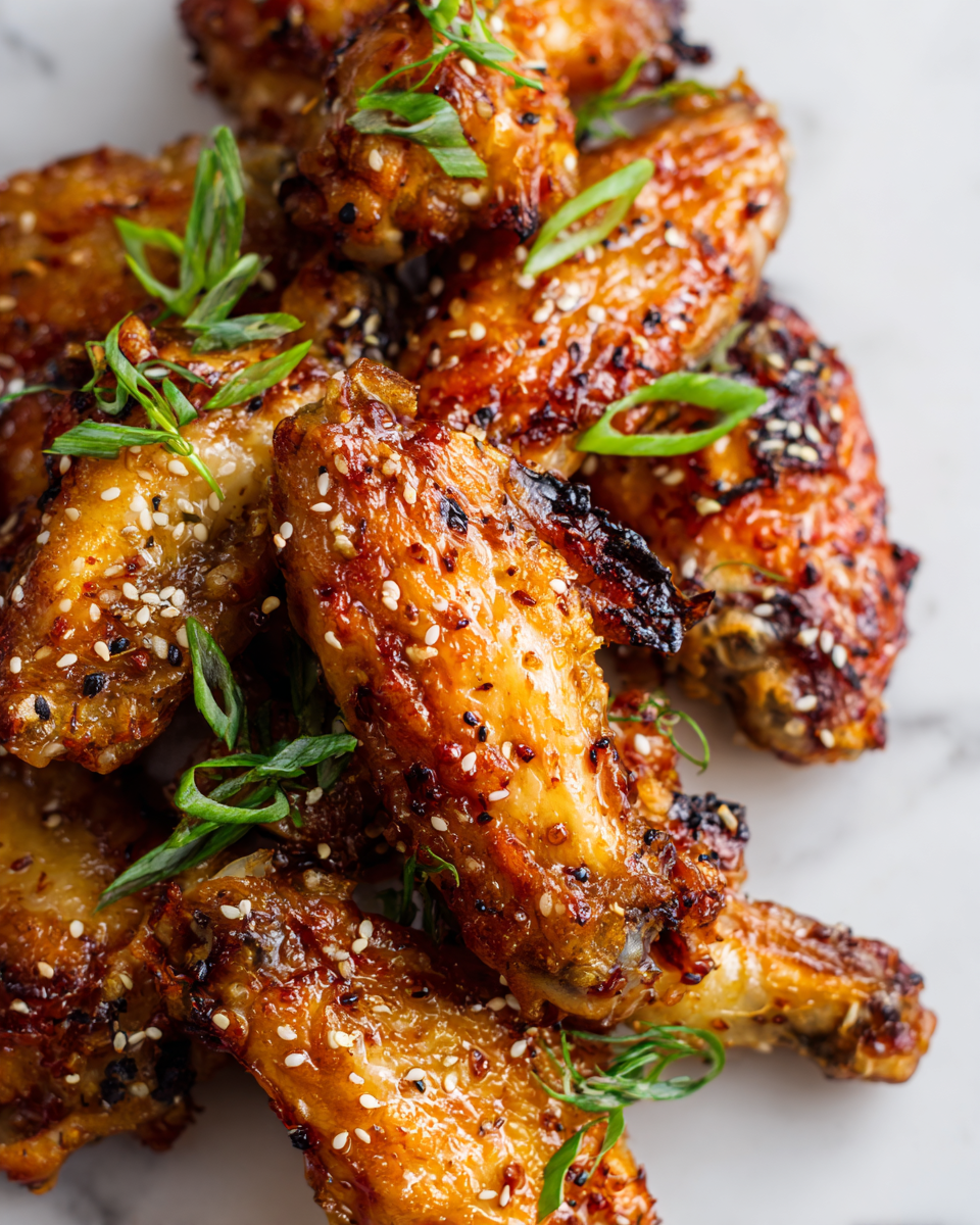 Alitas de pollo al horno glaseadas con miel y ajo, ideales para reuniones familiares.