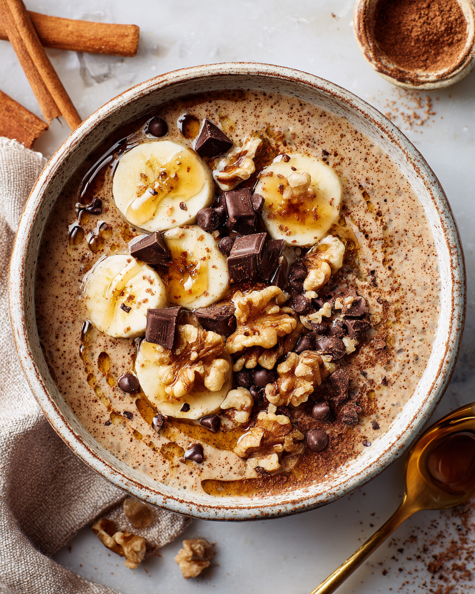 Receta de avena con chocolate para desayuno. Deliciosa y rápida, ideal para climas de otoño.