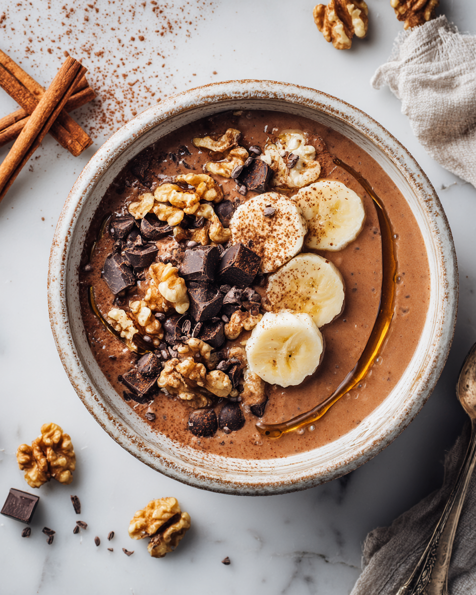 Desayuno Reconfortante de Avena con Chocolate Receta de avena con chocolate para desayuno. Deliciosa y rápida, ideal para climas de otoño.