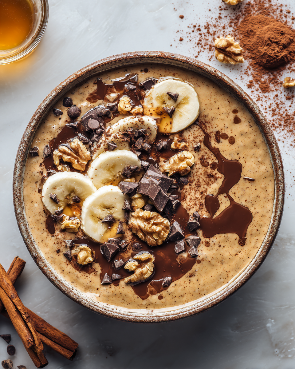 Desayuno Reconfortante de Avena con Chocolate Receta de avena con chocolate para desayuno. Deliciosa y rápida, ideal para climas de otoño.