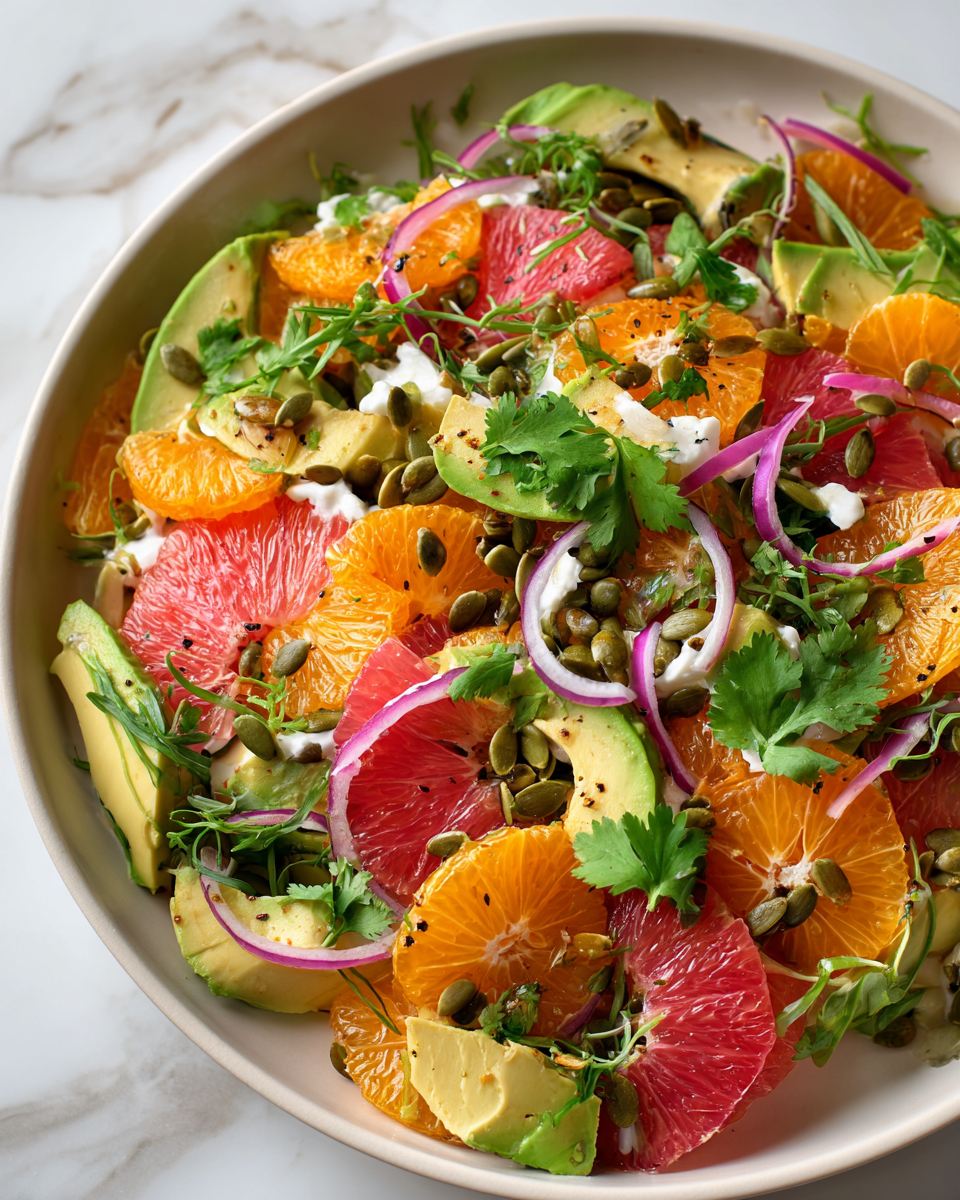 Deliciosa Ensalada de Cítricos y Aguacate Ensalada fresca de cítricos y aguacate, perfecta para la primavera, fácil de hacer y llena de sabores vibrantes.
