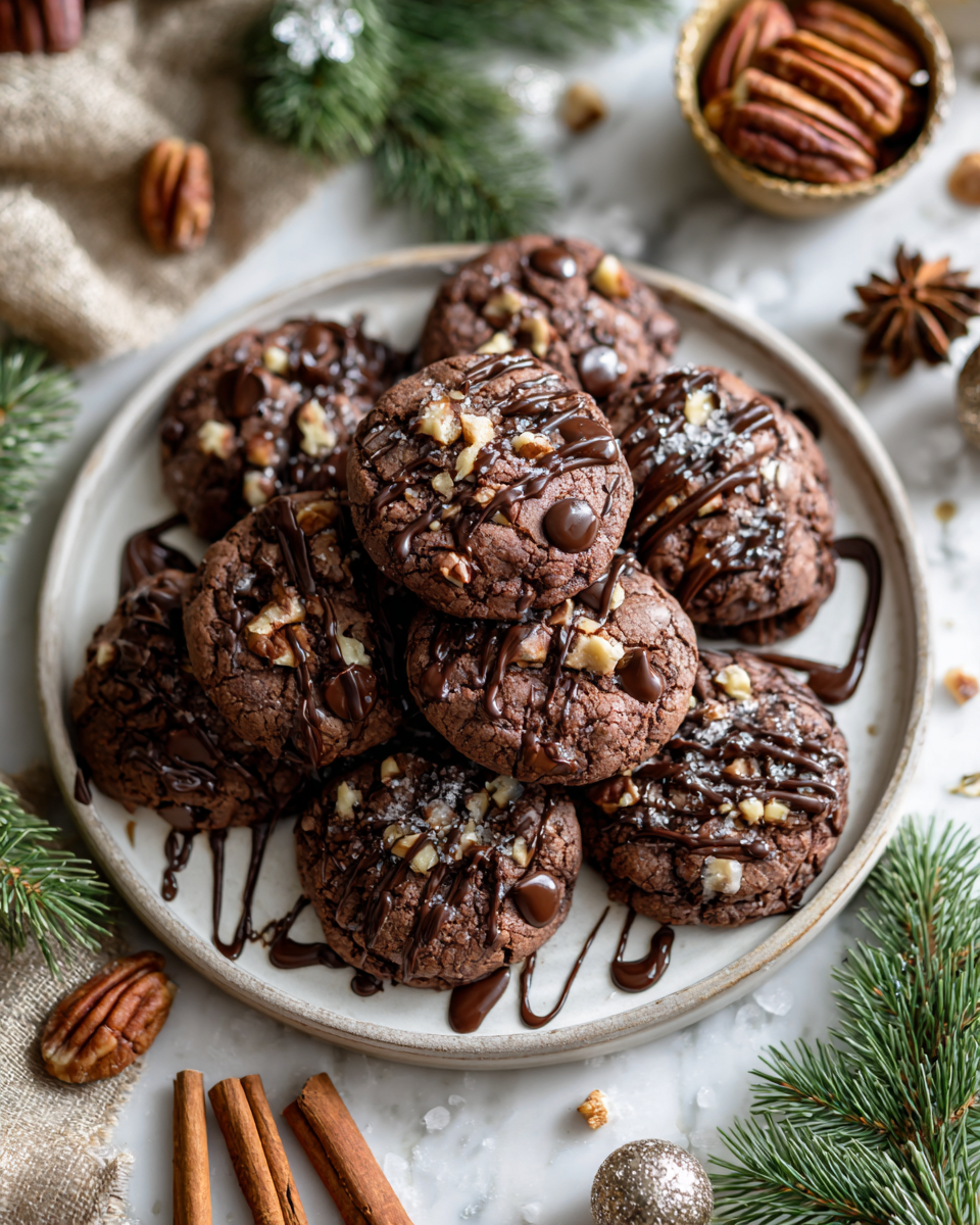 Deliciosas Galletas de Doble Chocolate en 30 Minutos Galletas de doble chocolate recién horneadas y suaves, perfectas para compartir en fiestas.