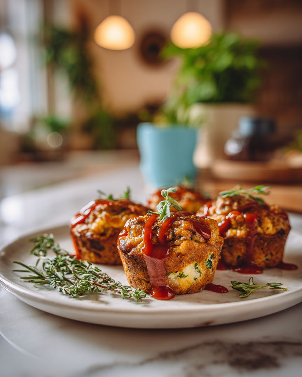 Mini Meatloaf Muffins para cenas familiares y celebraciones, fáciles de hacer y irresistiblemente deliciosos.