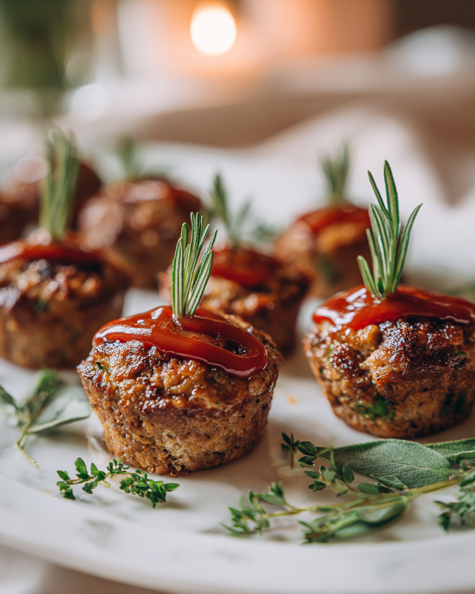 Mini Meatloaf Muffins para cenas familiares y celebraciones, fáciles de hacer y irresistiblemente deliciosos.
