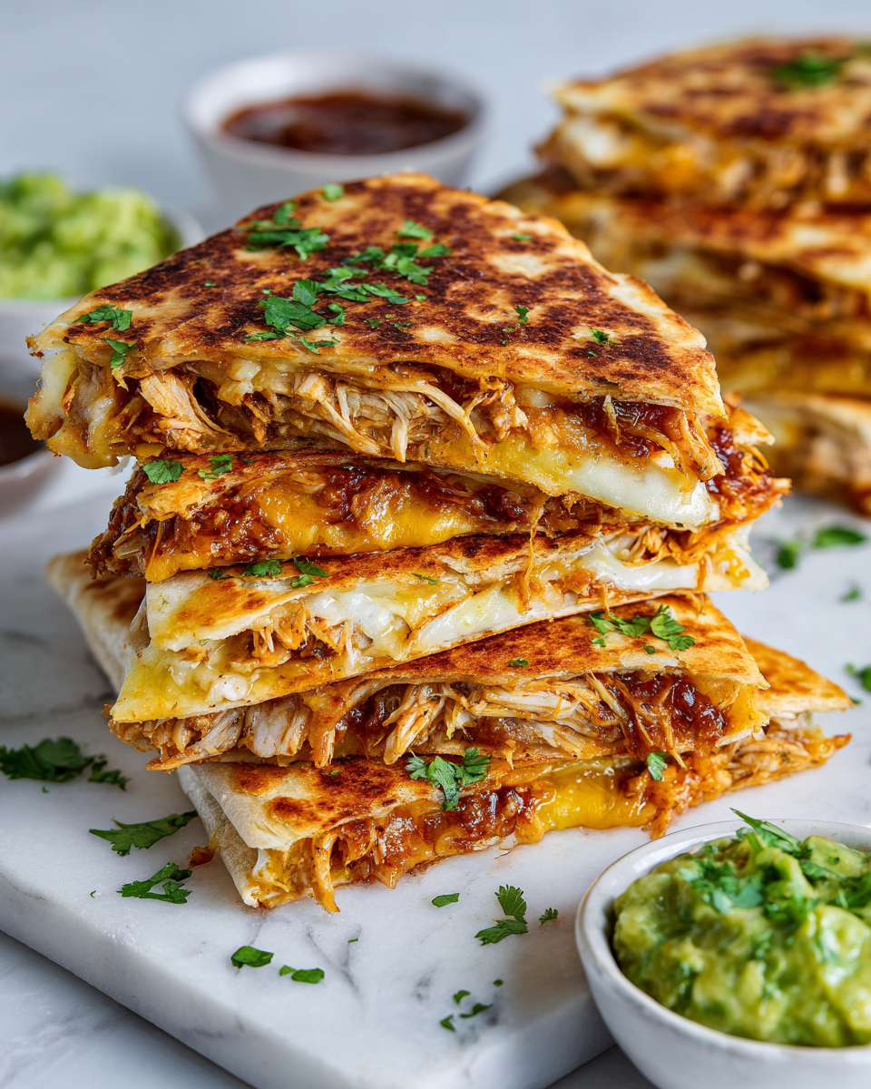 Mini quesadillas de pollo, aperitivo delicioso y fácil de preparar, perfecto para reuniones familiares.