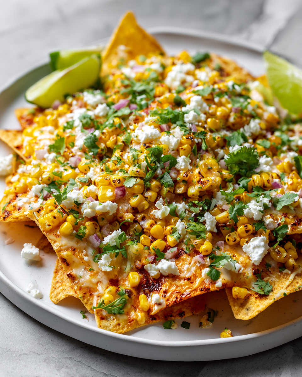 Nachos de Elote: crujientes totopos con maíz a la parrilla y quesos derretidos