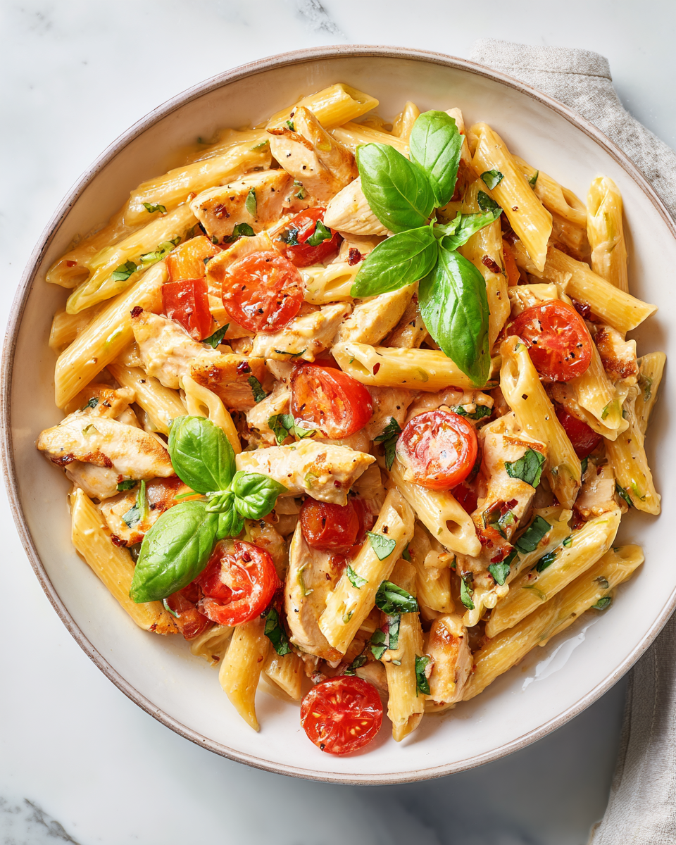 Deliciosa Pasta con Pollo 'Cásate Conmigo' en 30 Minutos Plato de Pasta con Pollo Cásate Conmigo, un plato cremoso ideal para reuniones familiares y cenas románticas.