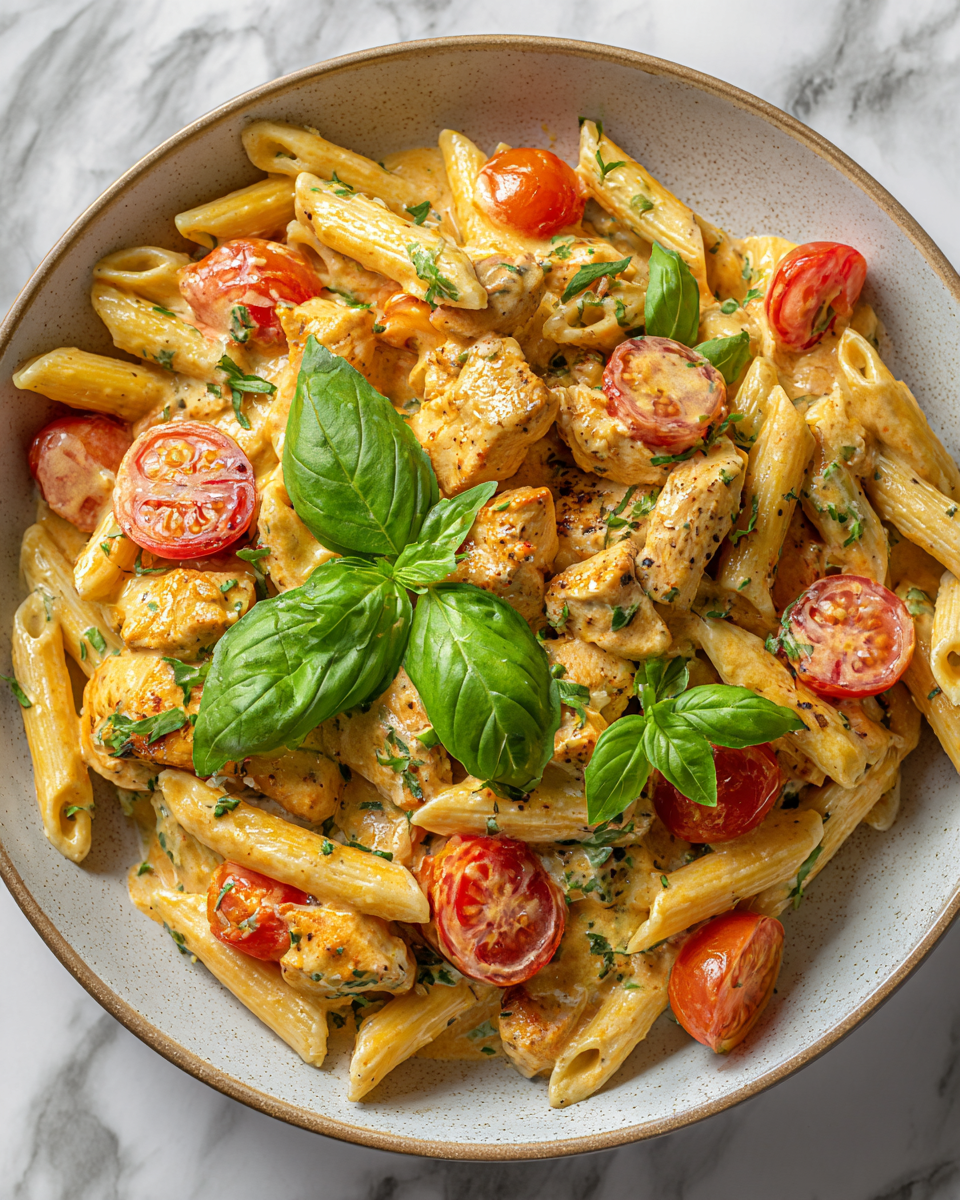 Deliciosa Pasta con Pollo 'Cásate Conmigo' en 30 Minutos Plato de Pasta con Pollo Cásate Conmigo, un plato cremoso ideal para reuniones familiares y cenas románticas.