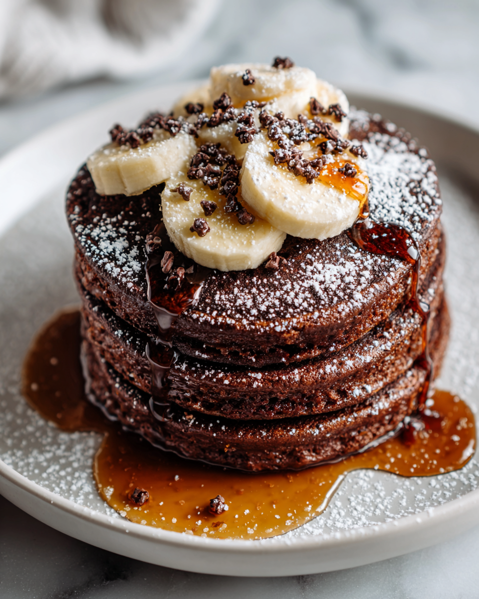 Deliciosas Tortitas de Chocolate Esponjosas Deliciosas tortitas de chocolate esponjosas aptas para brunch o desayuno, fáciles de preparar y llenas de sabor.