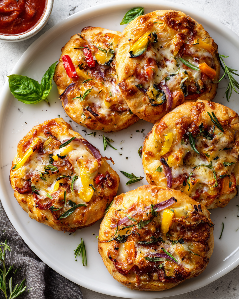 Bocas de pizza vegetales crujientes y frescas, perfectas para compartir en reuniones. Receta fácil y deliciosa en 30 minutos.