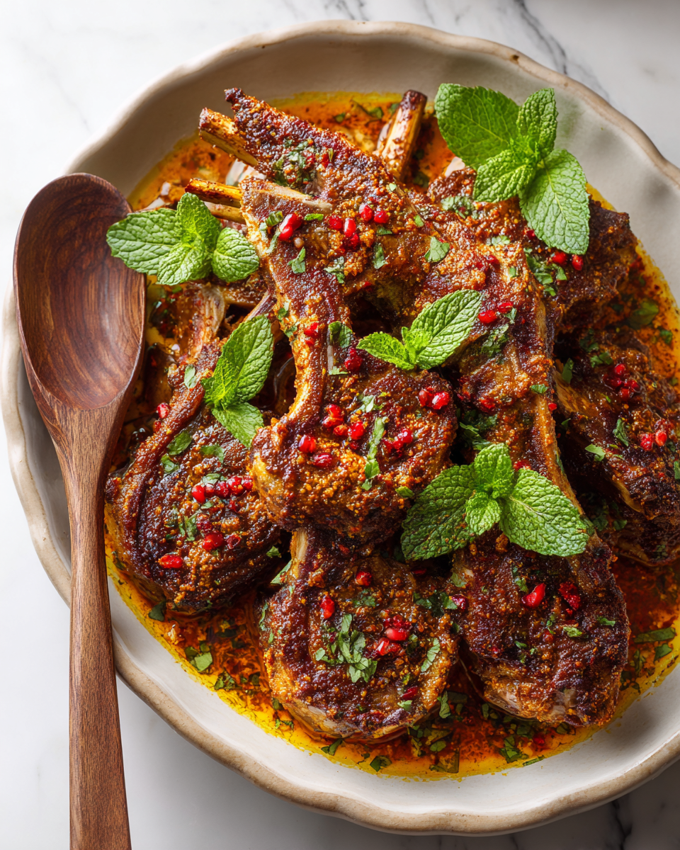 Cordero frotado con sumac, una receta mediterránea sabrosa y fácil de preparar, perfecta para ocasiones especiales.