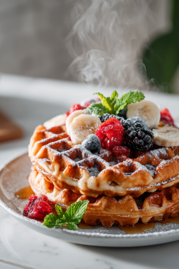 Gofres de proteína, saludables y deliciosos, ideales para desayuno y merienda.