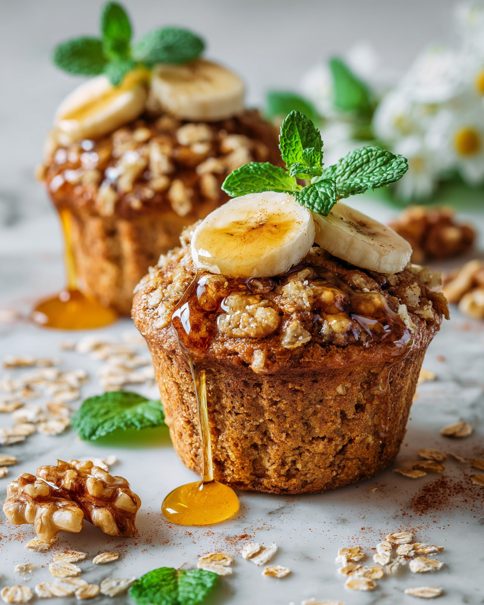 Muffins de plátano con jarabe de arce recién horneados, ideales para compartir en reuniones festivas