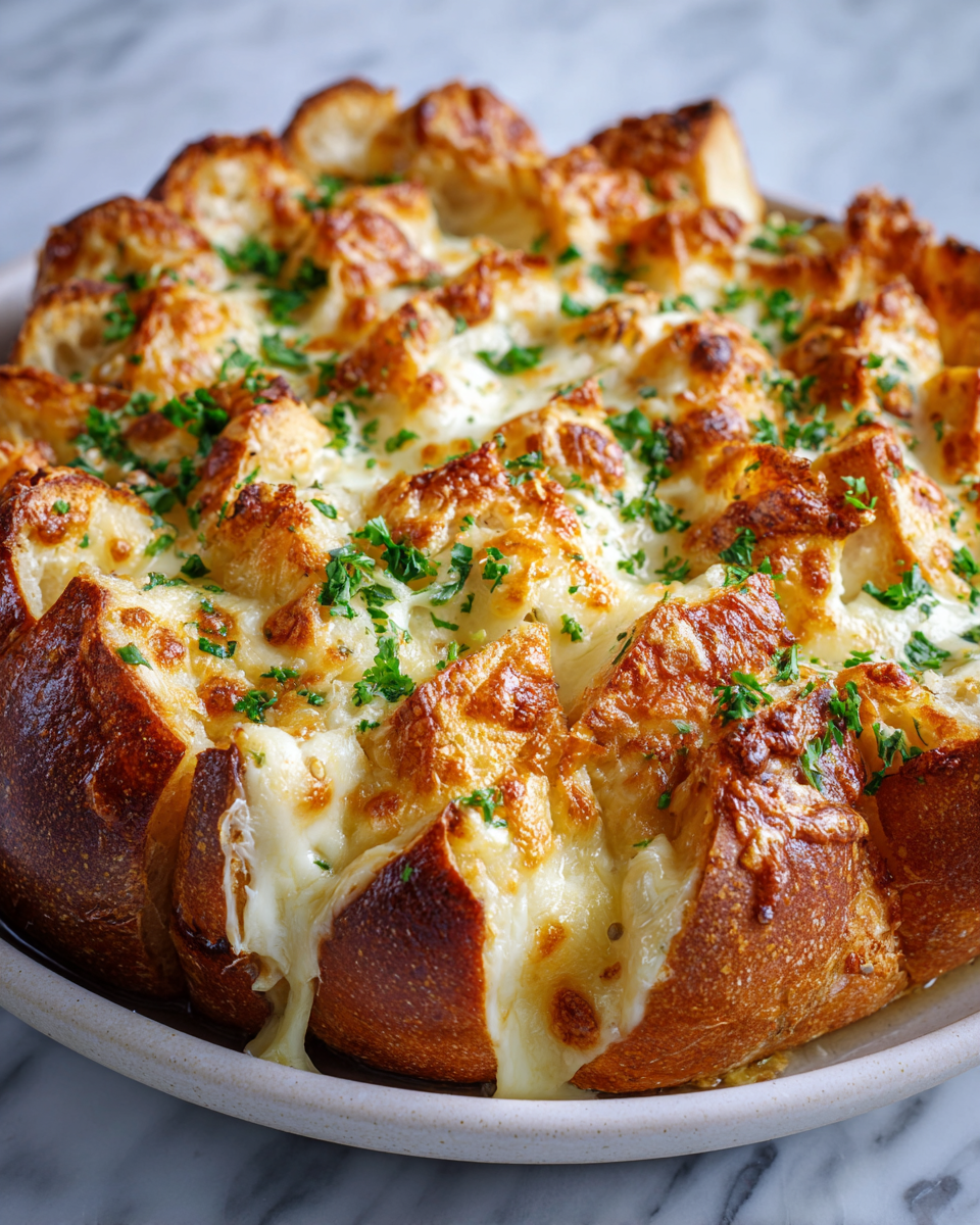 Receta fácil de pan de ajo con queso, ideal como aperitivo cálido y reconfortante para reuniones. Perfecto para disfrutar en otoño.