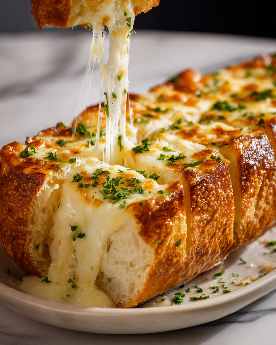 Receta fácil de pan de ajo con queso, ideal como aperitivo cálido y reconfortante para reuniones. Perfecto para disfrutar en otoño.