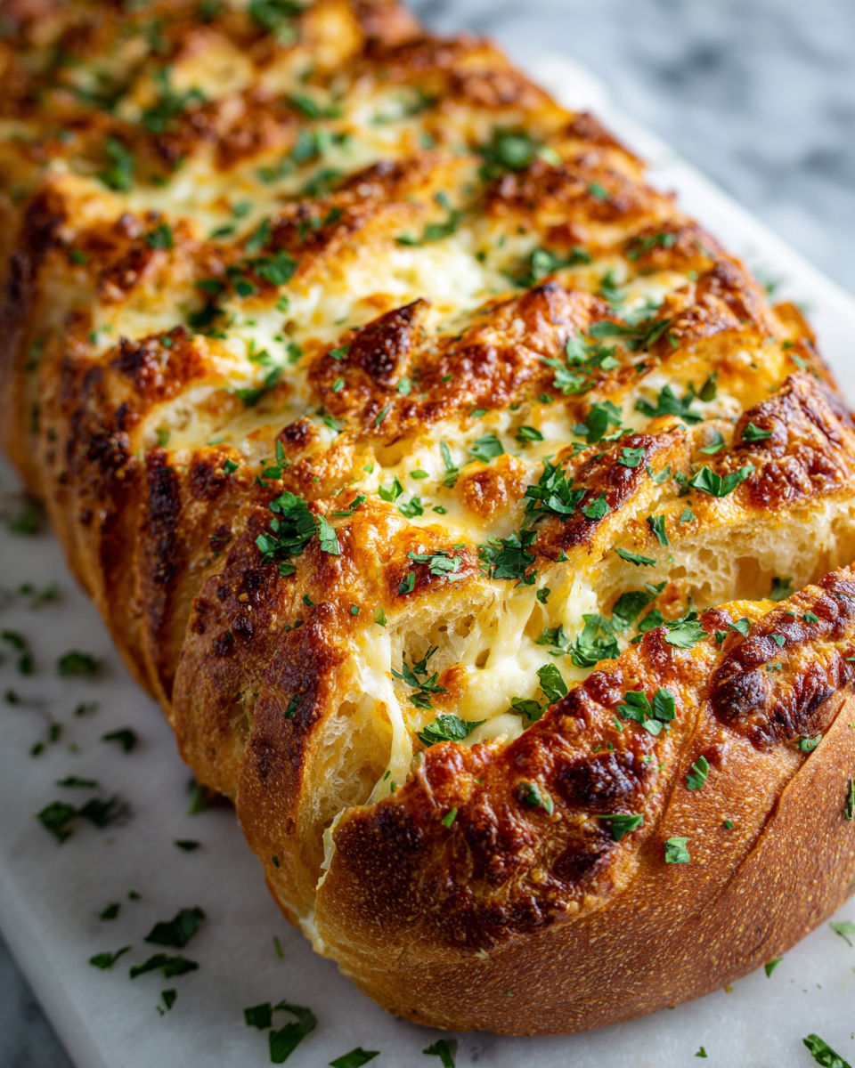Receta fácil de pan de ajo con queso, ideal como aperitivo cálido y reconfortante para reuniones. Perfecto para disfrutar en otoño.