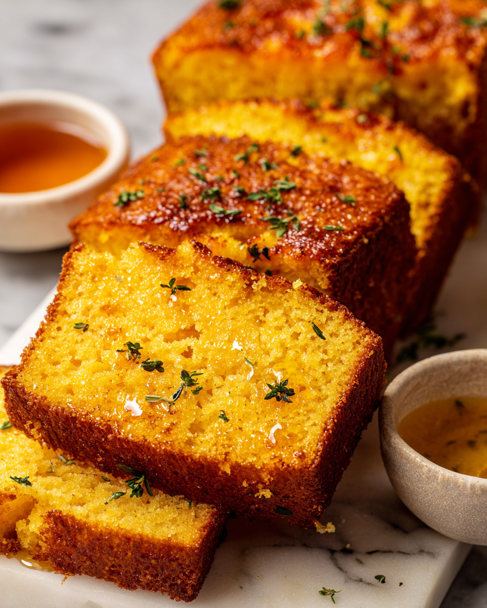 Delicioso pan de maíz recién horneado ideal para otoño, acompañado de ingredientes frescos y perfecto para cualquier ocasión.
