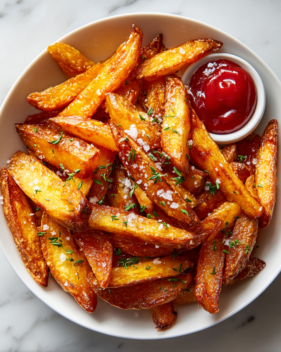 Receta de papas fritas caseras estilo McDonald's, crujientes y deliciosas, perfectas para compartir.