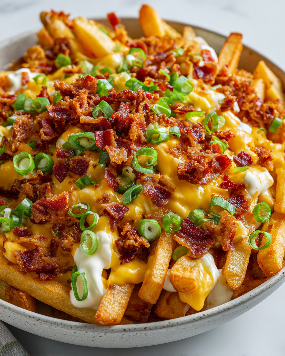 Papas fritas con queso al estilo Chili, crujientes y deliciosas, perfectas para compartir en celebraciones. Receta fácil y sabrosa para disfrutar.