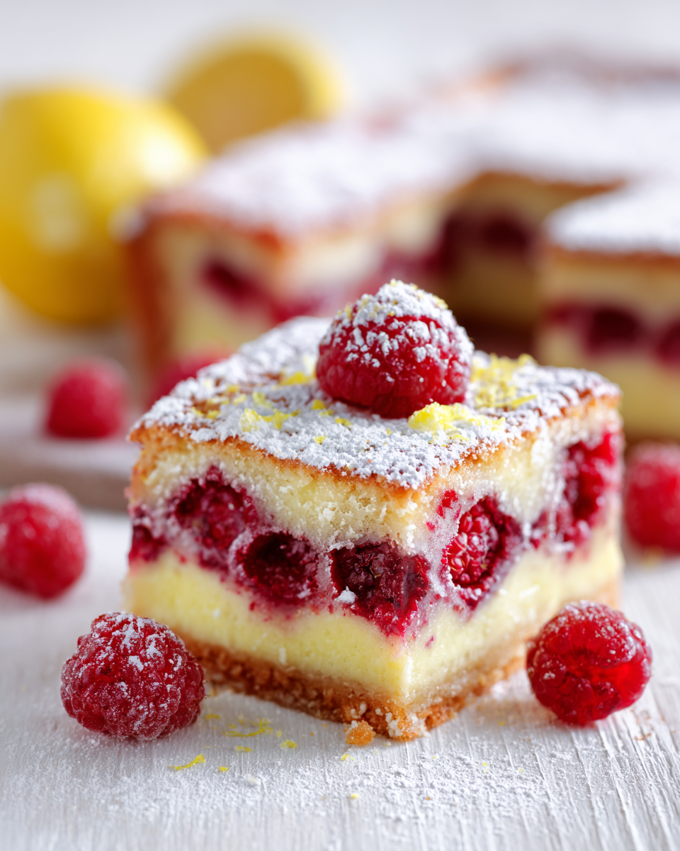 Delicioso pastel de limón y frambuesa con frescura y dulzura, ideal para otoño