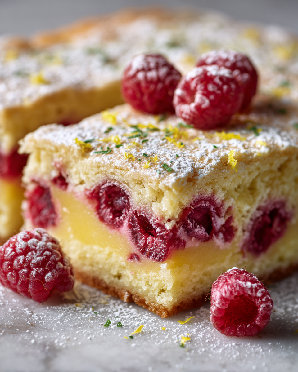 Delicioso pastel de limón y frambuesa con frescura y dulzura, ideal para otoño