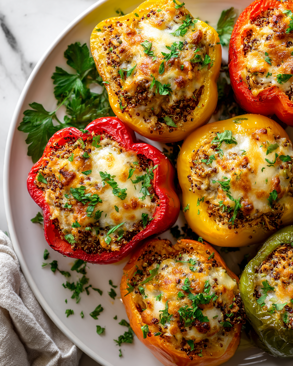 Pimientos rellenos de pollo molido, una receta colorida y saludable, ideal para compartir con la familia en reuniones.