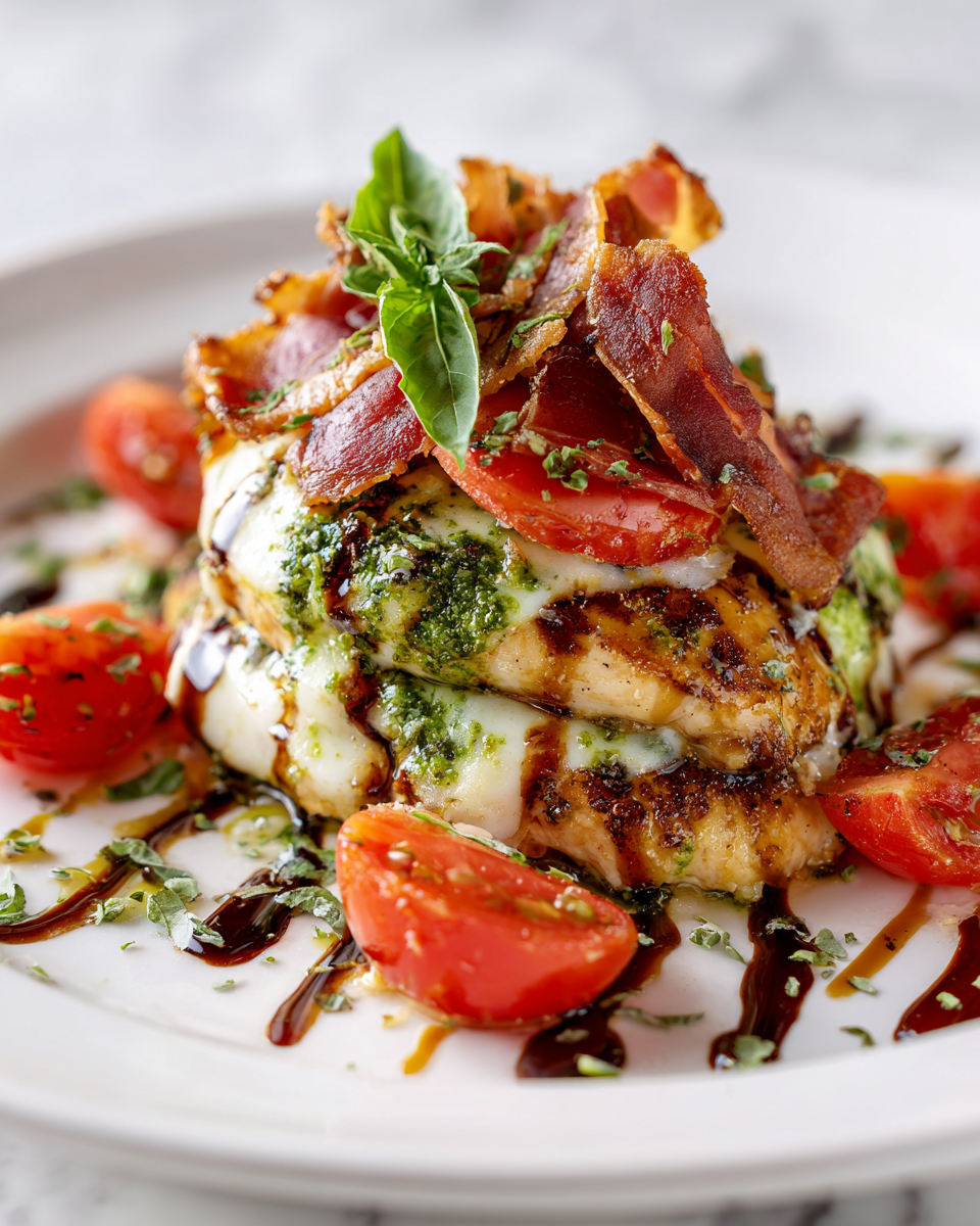 Delicioso Pollo Caprese con Prosciutto para Verano Pollo Caprese con Prosciutto: una deliciosa receta de pollo al horno con sabores frescos y vibrantes, perfecta para el verano.