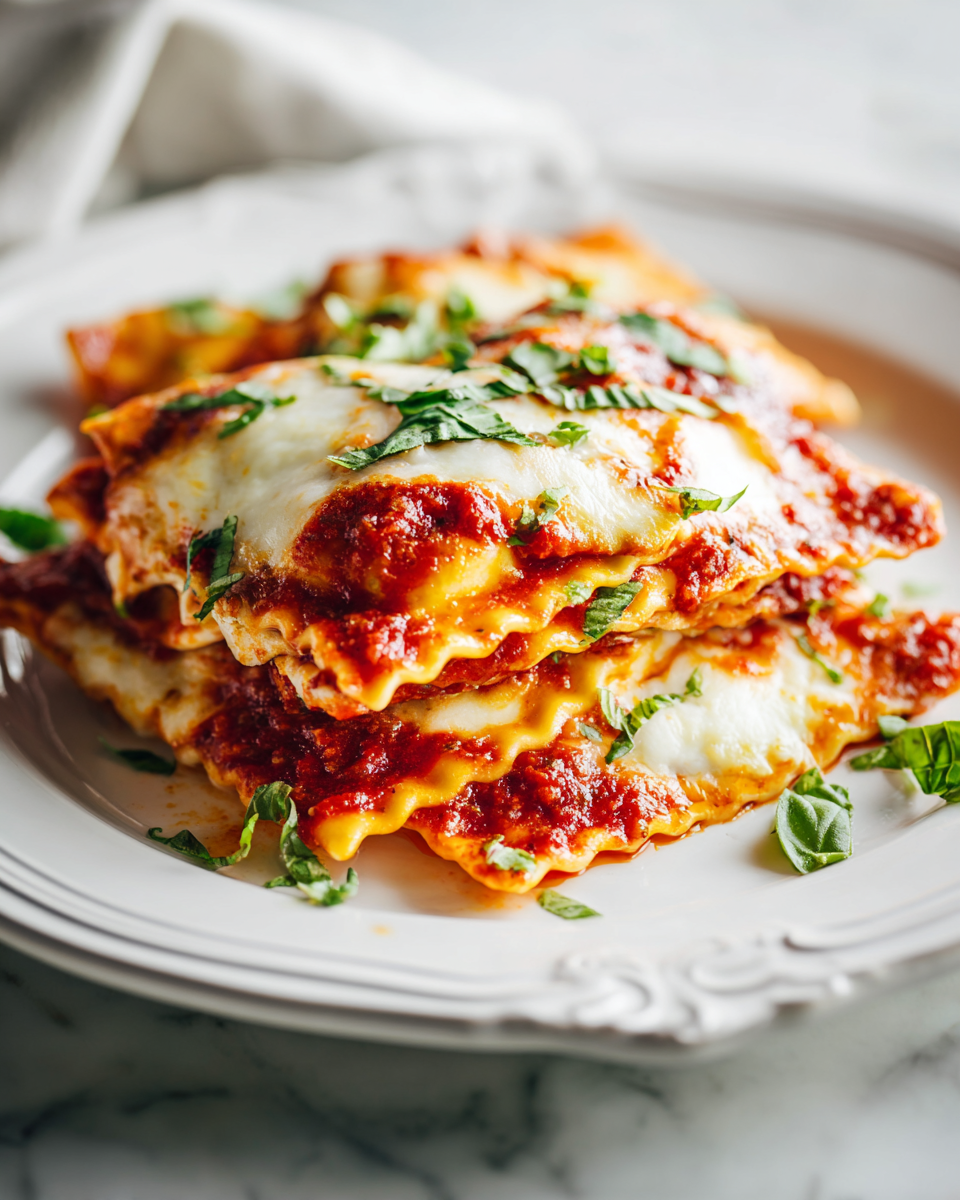Ravioli al horno con marinara y mezcla de quesos, un plato perfecto para cenas familiares