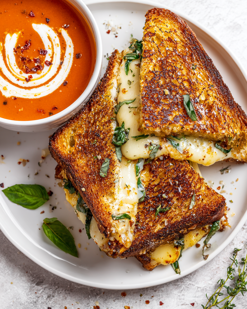 Disfruta un Sándwich de Queso Provolone a la Parrilla Sándwich de queso provolone a la parrilla, ideal para otoño. Receta fácil y rápida, perfecta para disfrutar con sopa de tomate.