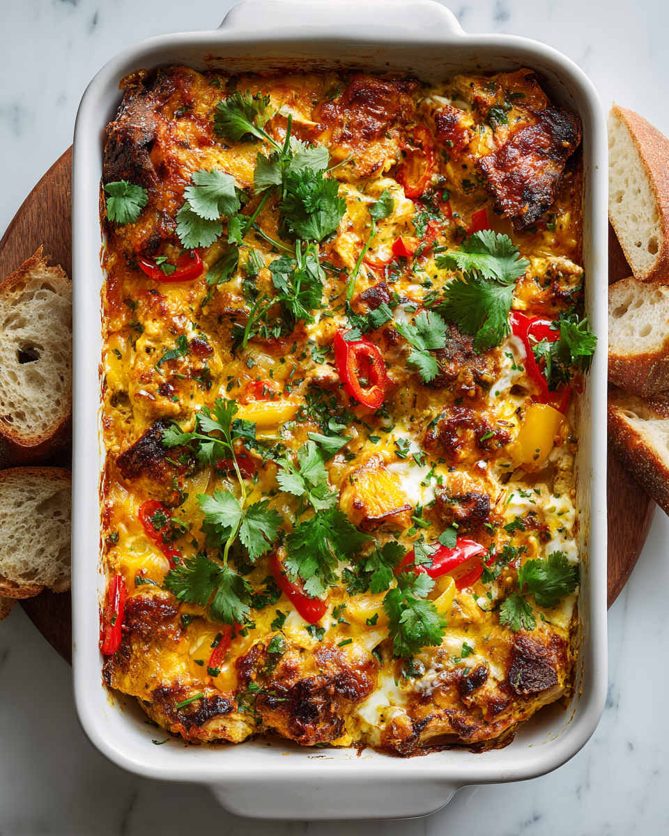 Delicioso Chili Chicken Bake para Compartir Chili Chicken Bake delicioso, receta fácil para cenas familiares, pollo al horno con verduras y queso.