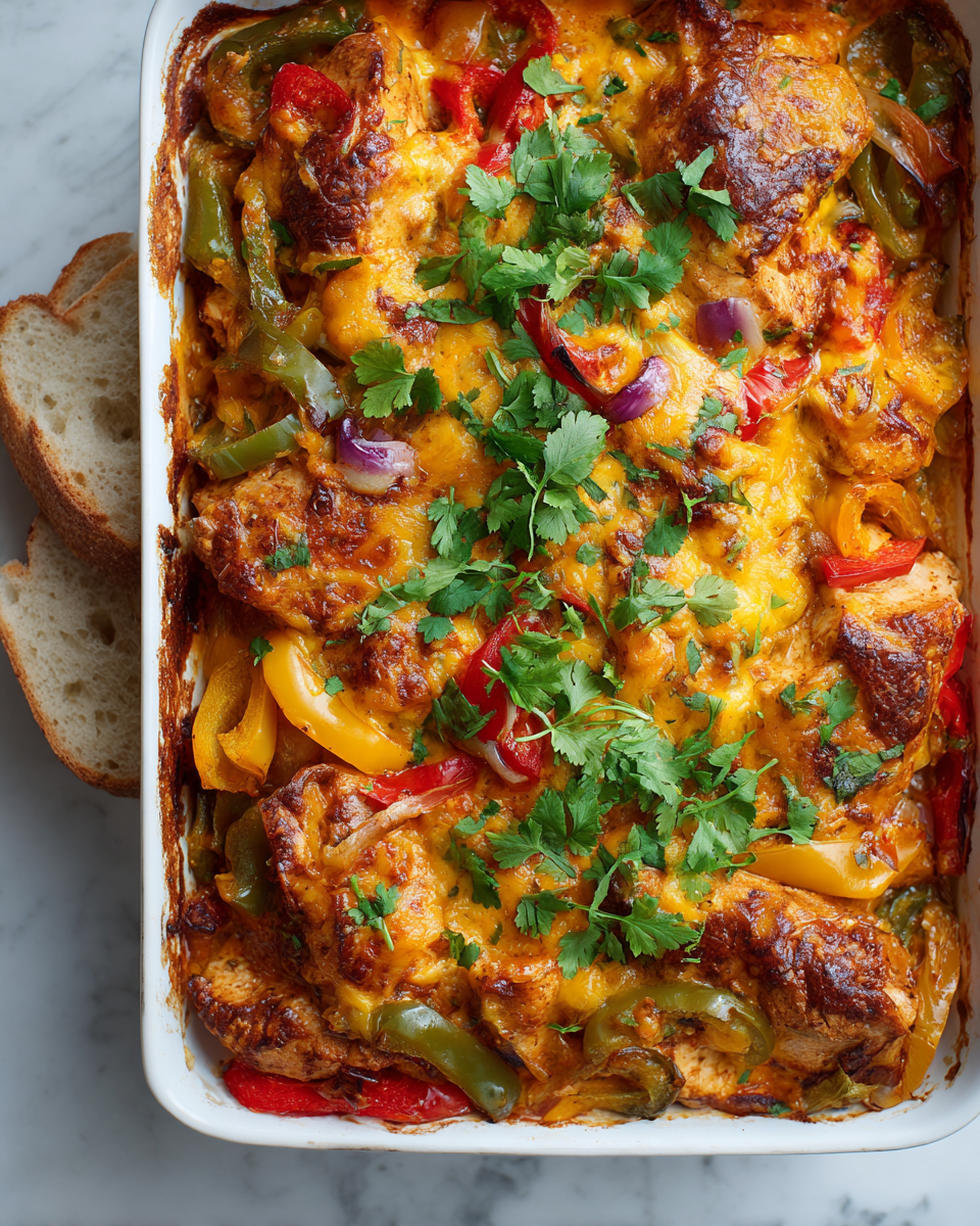 Delicioso Chili Chicken Bake para Compartir Chili Chicken Bake delicioso, receta fácil para cenas familiares, pollo al horno con verduras y queso.