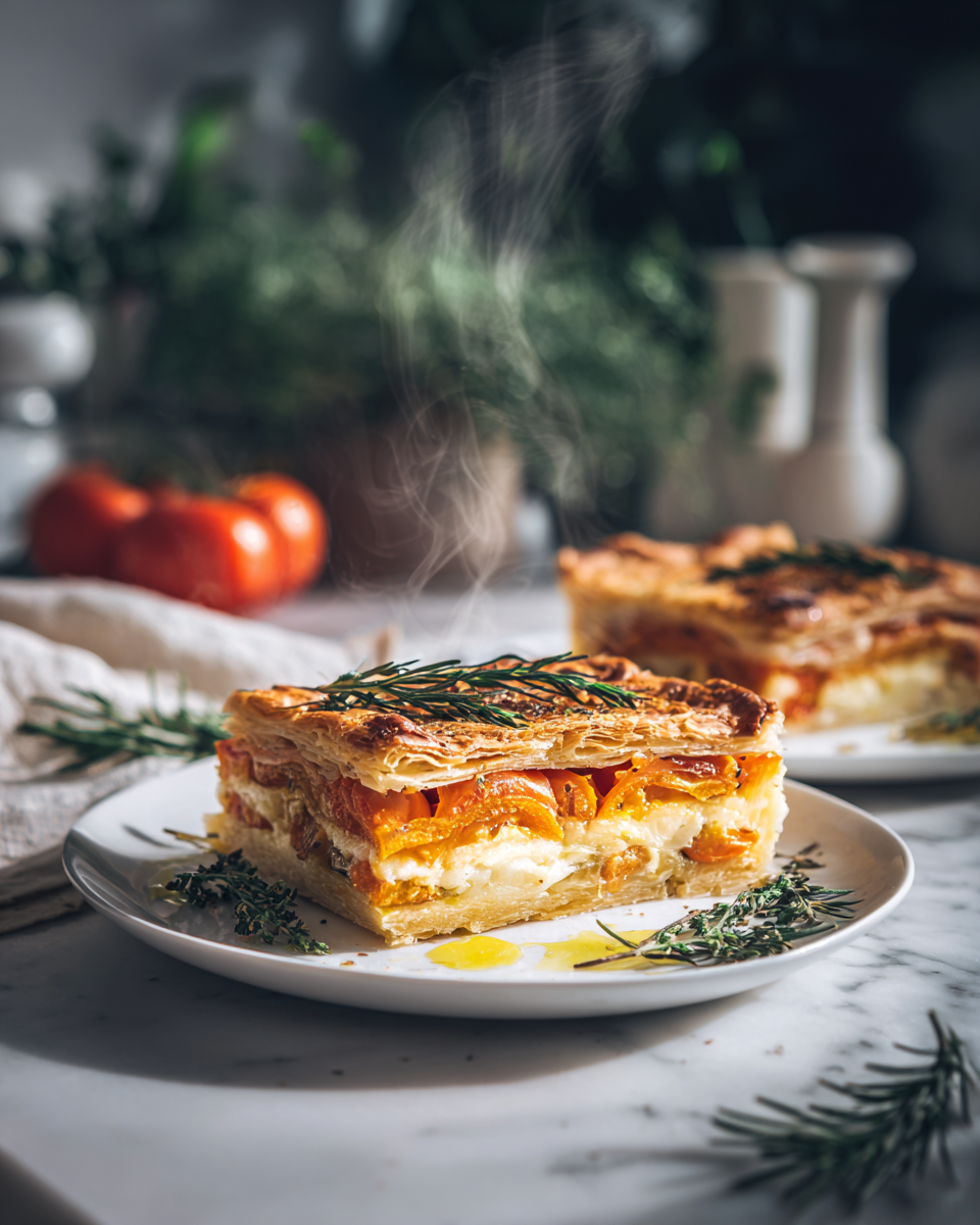 Delicioso Pie de Tomate Philly para Compartir en Otoño Pie de tomate Philly con corteza crujiente y tomates frescos, ideal para el otoño.